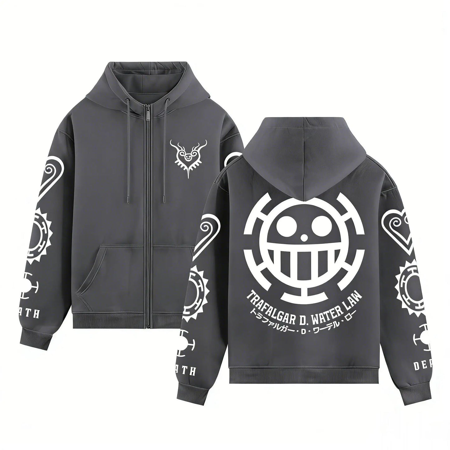 One Piece Trafalgar Law Anime Hoodie Men Women 2026 Spring Autumn Zip Up Streetwear Cosplay Casual Pullover Graphic Print Jacket