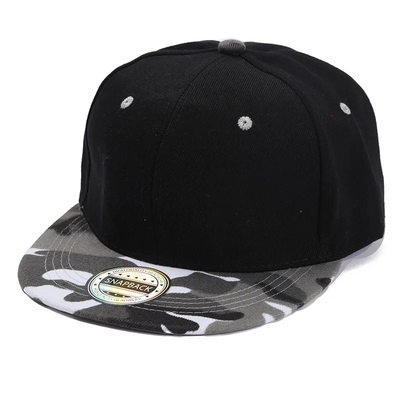 Spring and Summer Baseball Cap Flat Brim Camouflage Fashion Hip Snapback Hat Plain Gorras Bone Blank Caps