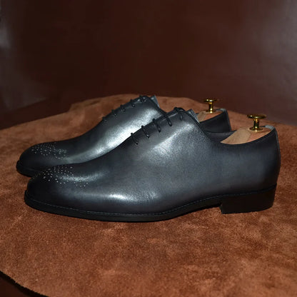 Luxury Classic Mens Oxford Dress Shoes Whole Cut Genuine Leather Handmade Lace-up Formal Shoe for Men Wedding Business Office