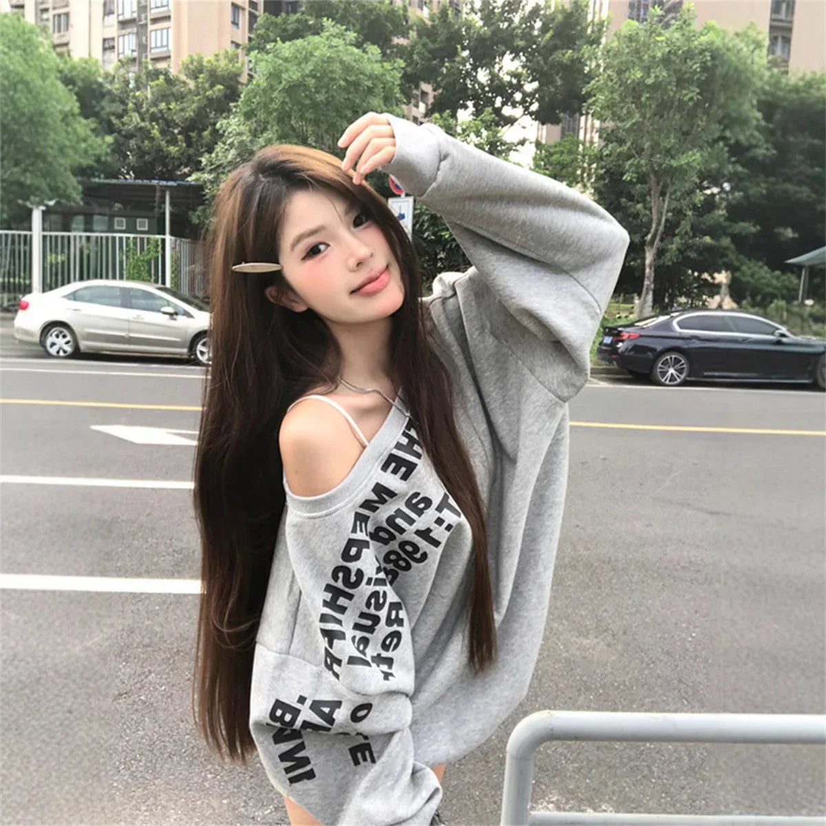 Camiseta Y2K Sexy Oversize Feminina Streetwear Estampada Manga Longa Básica Blusa Feminina Outono 2025 Inverno Coreana Moda Camisa Oversized
