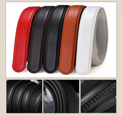 Men Women 2.4 2.8 3.0 3.5 cm Wide Belt No Buckle for Automatic Buckle High Quality PU Leather Belts Body Straps without Buckle