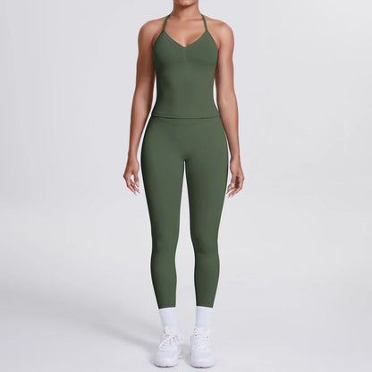 2 Piece Yoga Clothes Women Tracksuit Athletic Wear Pilates Fitness Suit Gym Workout Push Up Clothes Sports Bra Leggings Suit