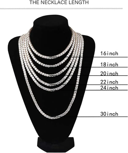 Hip Hop Jewelry Cubic Zirconia Iced Out Tennis Chain Iced Out 18k Gold Plated Bling Necklace For Women Free Custom Laser Logo