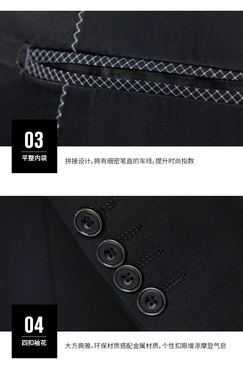 Formal Suit Set Coat Vest Trousers Business Groom Wedding Dress Blazer Pants suit men trajes de boda para hombre completos