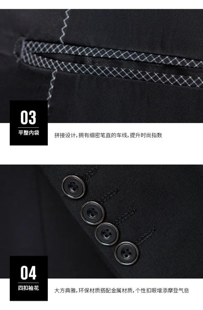 Formal Suit Set Coat Vest Trousers Business Groom Wedding Dress Blazer Pants suit men trajes de boda para hombre completos