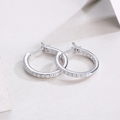 1.7mm D Color Moissanite Hoop Earring for Women Full Diamond 925 Sterling Silver Jewelry Christmas Gift with Certificate