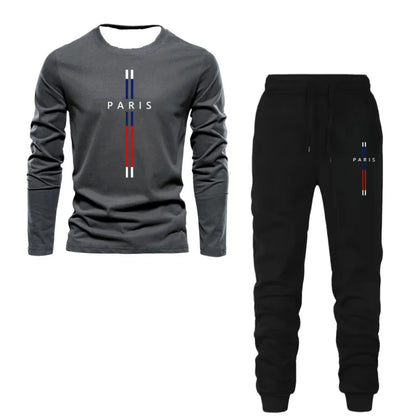Autumn And Winter Two-Piece Versatile Daily Men's Sleepwear Long Sleeved Pants Letter Printed Pattern Basic Shirt Home Suit Set