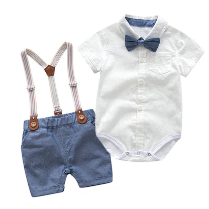 Kid Boy Formal Birthday Outfit Suit Toddler Gentleman Wedding Striped Vest Shirt 1-6 Years Baby Pants Boys Ceremony Outerwear