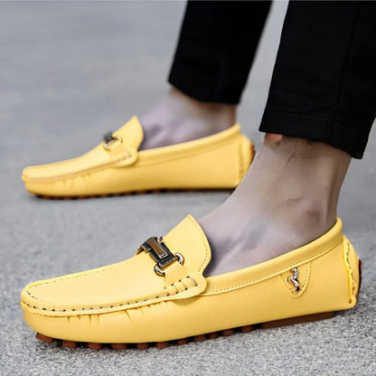 Shoes Men Handmade PU Leather Loafer Casual Driving Flats Slip-on Shoes Luxury Comfy Moccasins White Loafers Shoes for Men
