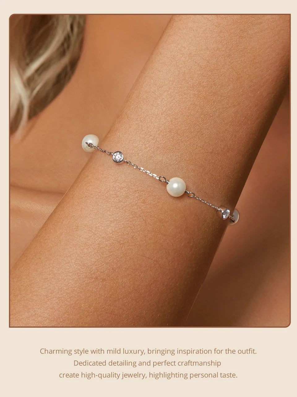 925 Sterling Silver Tiny Moissanite Bracelet, Dainty Shell Pearl Adjustable Chain Layered Bracelets Bridesmaid Jewelry