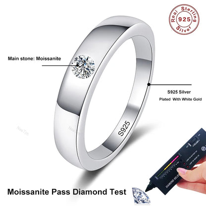 D VVS1 Moissanite Ring for Women Man Sparkling Wedding Eternity Bands Sterling Silver 925 Engagement Rings Fine Jewelry