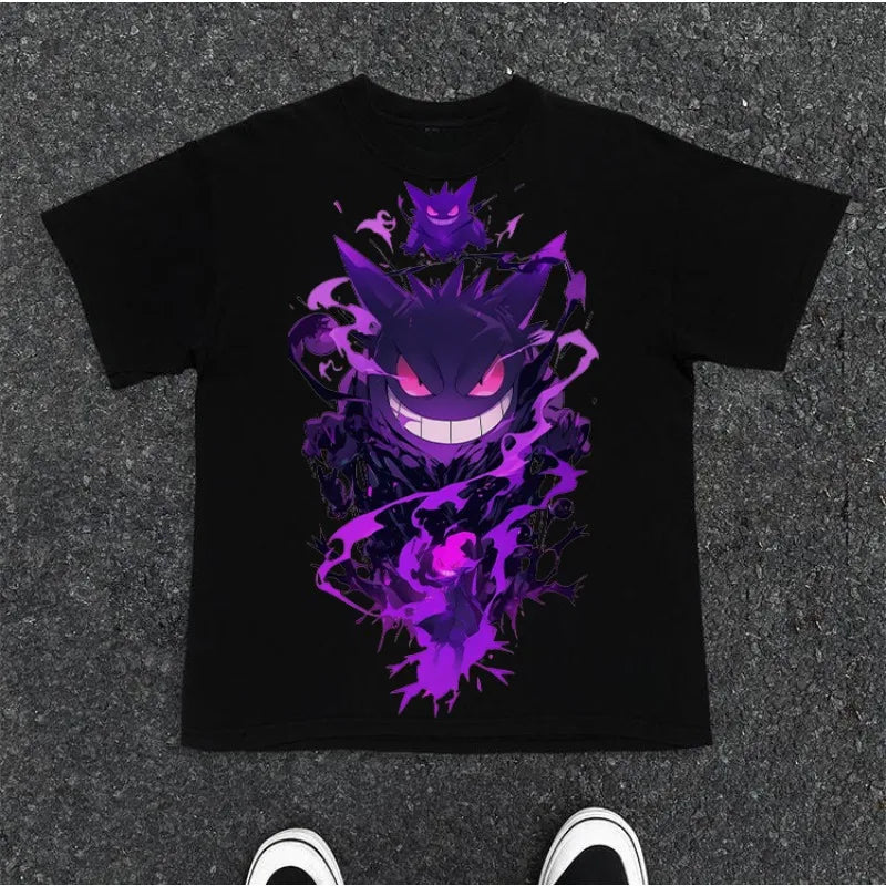 Cartoon Gengar Original Printed T - Shirt, Summer New, Unisex, Y2K Harajuku Style, Loose & Casual Short - Sleeved Top