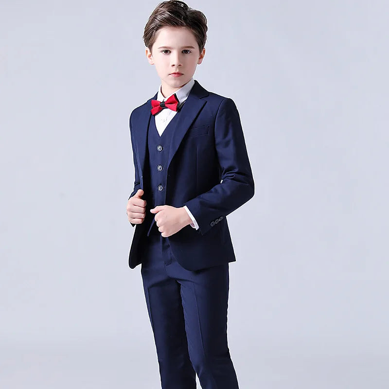 1-14 Years Children Boy Wedding Suit Black Nave Blue Elegant Suits For Children Boys Suits Outfits Set Teenager Kids Suits
