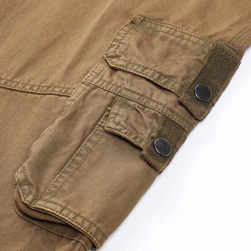 Four-season Pure Cotton Casual Pants Men's Work Pants Multi-pocket Straight Trousers