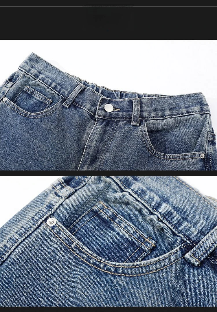 Cargo Jeans Men's Autumn New Vintage Fashion Straight Denim Trousers Casual Wide Personalized Male Clothing Pants Men Denim
