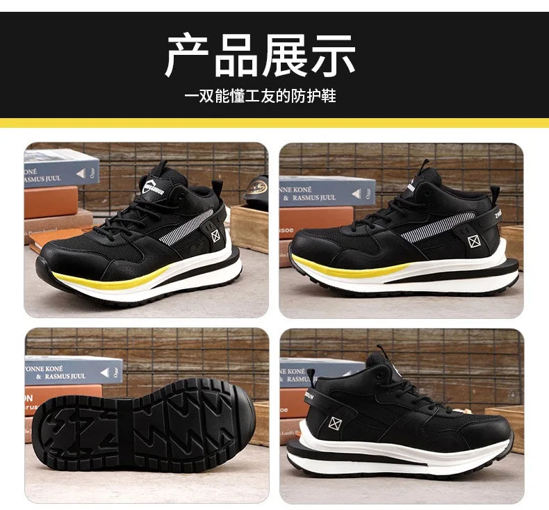 Soft-soled non-slip safety shoes four seasons models men's anti-smash anti-puncture steel head safety shoes new models