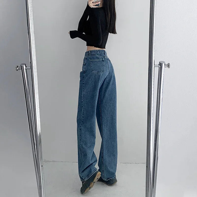 Vintage Jeans Loose-fit Straight-leg Slimming Draped Denim Trousers