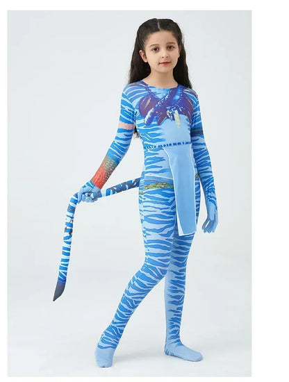 Avatar Costume for Kids Cosplay Alien Child Boy Girl Avatar The Way of Water Christmas Halloween Masquerade Party Dress Up