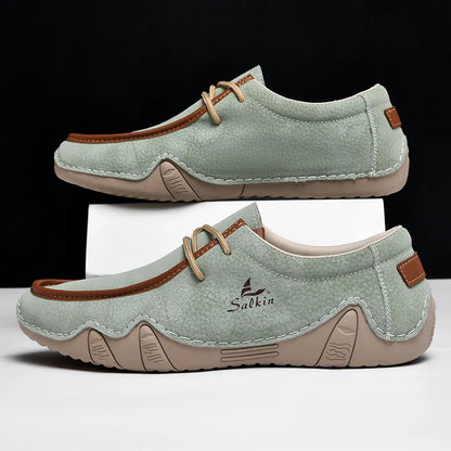 Novos Tênis Masculinos Casuais de Couro Feitos à Mão da Moda 2024 Design Sapatilhas Masculinas Mocassins Respiráveis Cano Baixo Sapatos Flats Dirigir Tamanho Grande