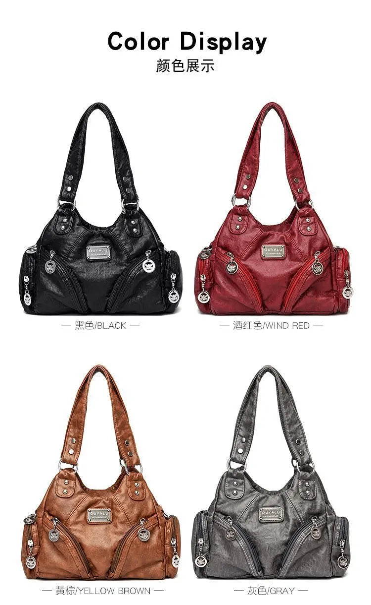 Hot Luxury Bag Women's PU Leather Crossbody Bag Retro Luxury Handbag Fashion Motorcycle Bag Brand Fashion Crossbody Bag
