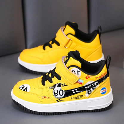 Cute girls and boys basketball shoes school activities children's casual shoes low-cut shoes autumn and winter new leather shoes