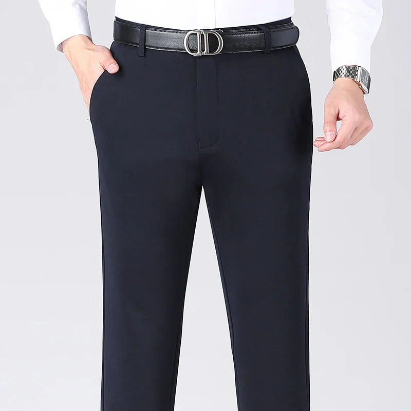 Men's Business Casual Straight Pants - Stretch Non-Iron Formal Trousers for Office Work & Daily Commute