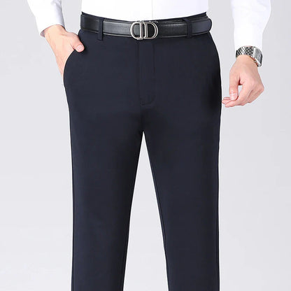 Men's Business Casual Straight Pants - Stretch Non-Iron Formal Trousers for Office Work & Daily Commute