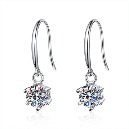 1ct 6.5mm Moissanite Droop Earrings for Women Original Wedding Chrismas Gift S925 Sterling Silver Hoop Earring Wholesale
