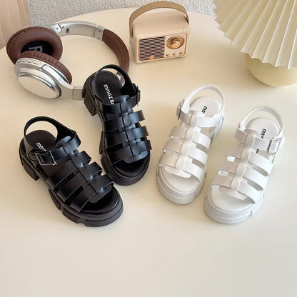 2025 Summer New Children Fashion Sandals for Girls American Style Soft Thick Sole Non-slip Versatile Cool Woven Roman Beach Shoe