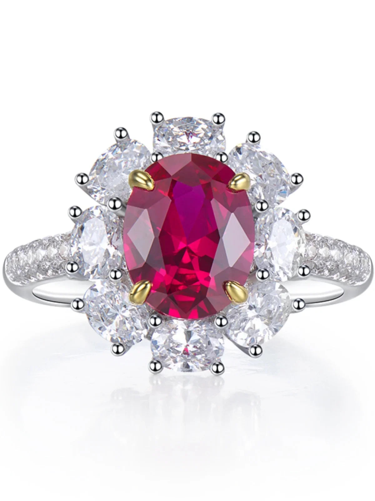 High Definition 3-carat Genuine Pigeon Blood Ruby Ring Women's Jewelry Set 925 Pure Silver Gold Plated Versatile for Daily Use