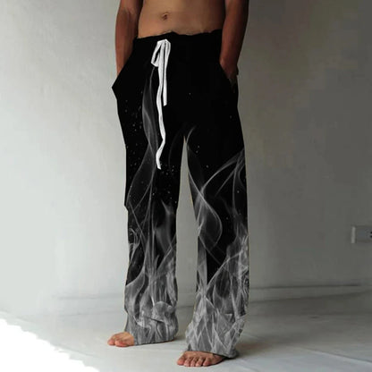 Men's Trousers Summer Pants Beach Pants Drawstring Elastic Waist flame 3D Print Graffiti Comfort Casual Daily Holiday Streetwear