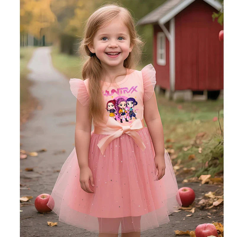 Rumi Girls Sequin Tutu Dress with Bow Flutter Sleeves Summer Princess Party Outfit for Toddler Kids 2-6 Years