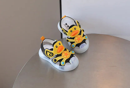 LED Light Baby Shoes 2023 Summer 0-3 Year Old Boys/girl Headband Anti Kick Sandals with Soft Soles Baby Toddler Soles Beach Shoe