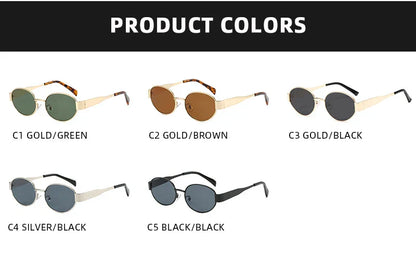 Luxury Small Oval Sunglasses Men Women Brand Design Metal Round Sun Glasses Classic Reto Casual Driving Shades