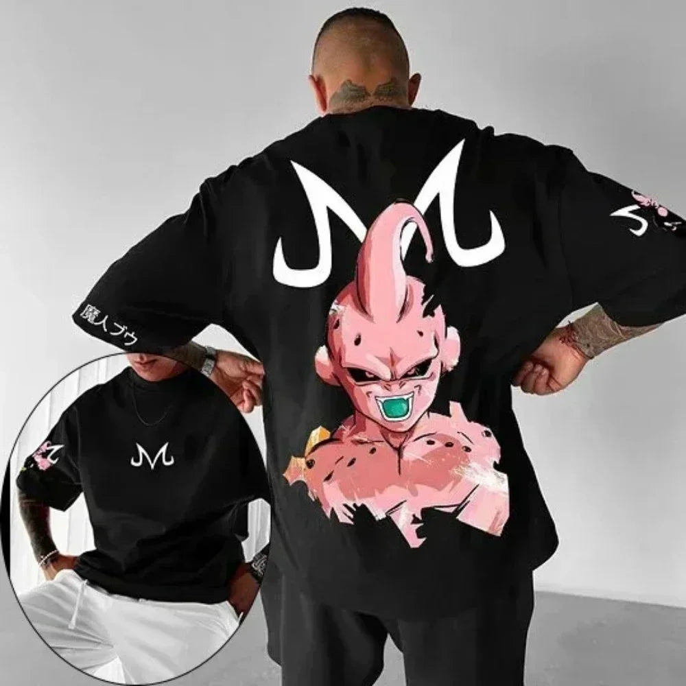 Anime Printed Men's T-Shirt Majin Buu Boys Children Harajuku Short Sleeve Kids Goku T-shirt Summer Clothing
