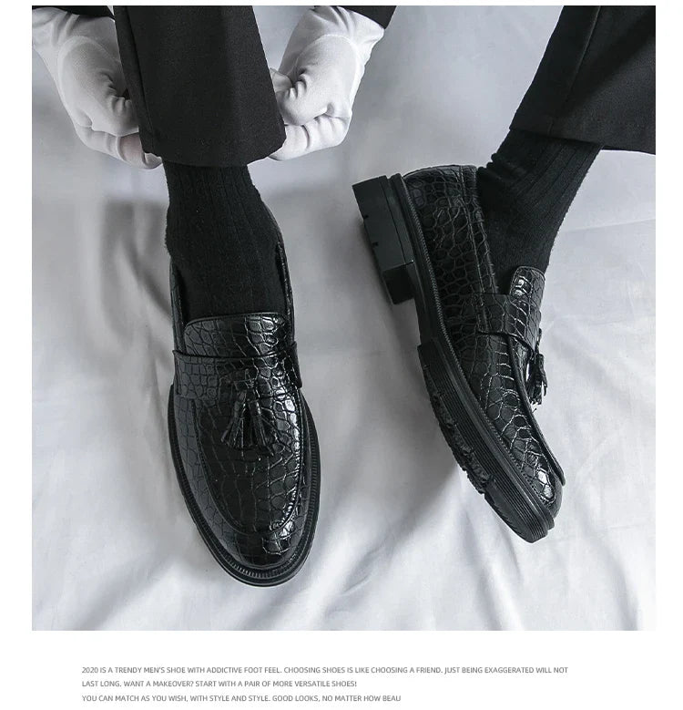 Formal Shoes For Men Fashion Casual Leather Loafers Male Slip On Business Leather Shoes Men's Dress Shoes Party Office Loafers