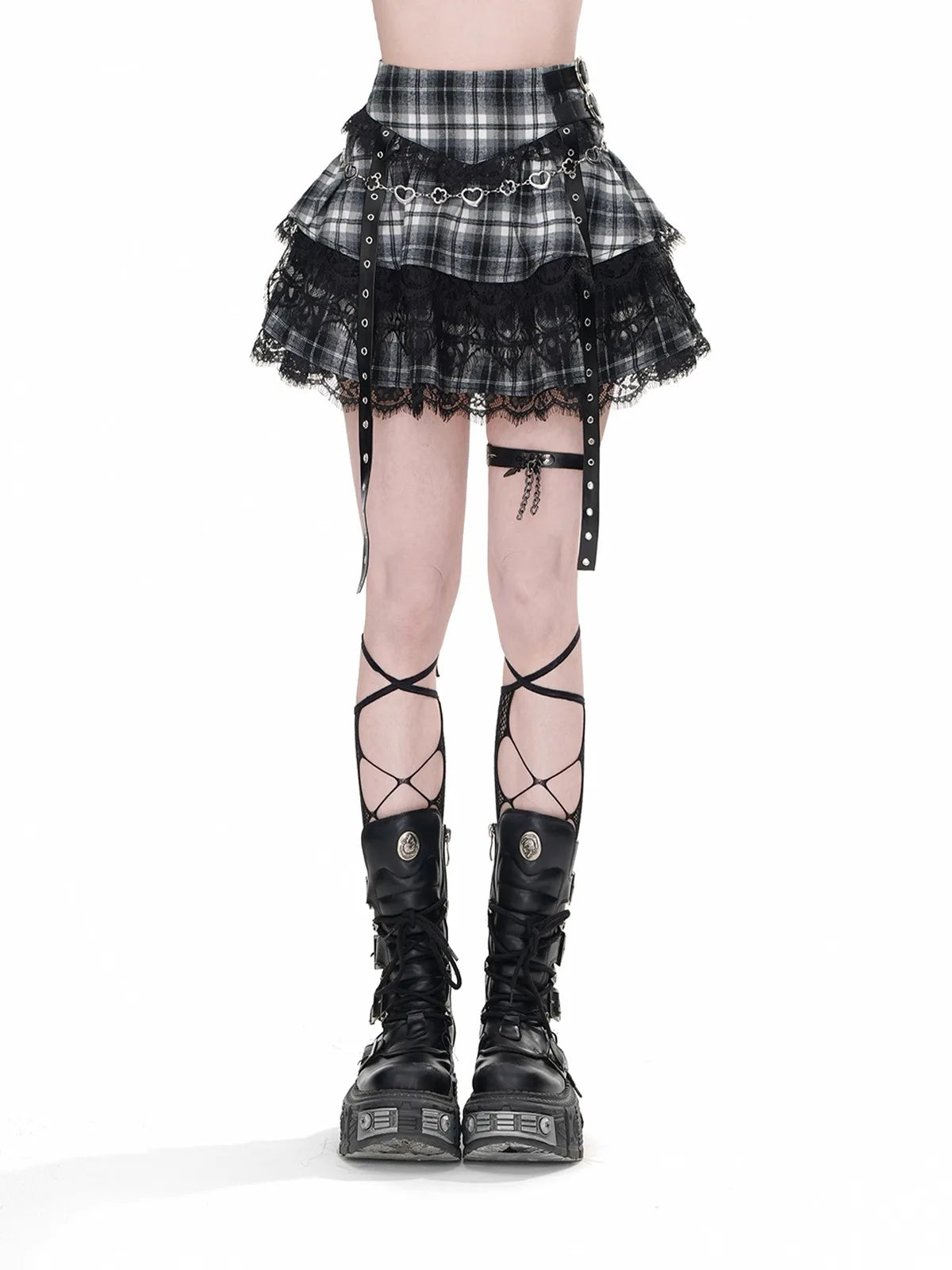 Summer Women Dark Academia Y2k Preppy Kpop High Waist Mini Skirt Plaid JK Party Lace Korean Harajuku Japanese Grunge Cyber Punk