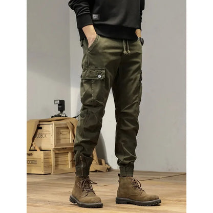 2025 New Multi-Pockets Spring Summer Cargo Pants Men Streetwear Zipper Leg Skinny Work Joggers Cotton Casual Tactical Trousers