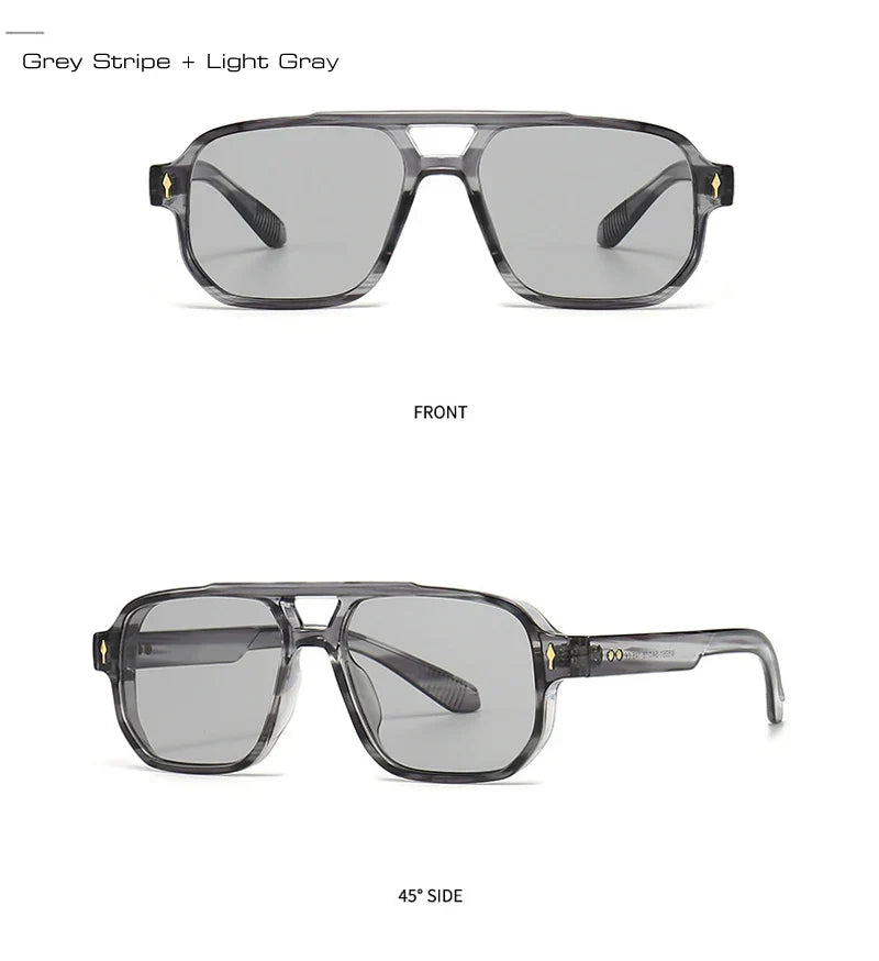 Double Bridges Square Sunglasses Women Gradient Shades UV400 Fashion Brand Designer Rivets Men Sun Glasses