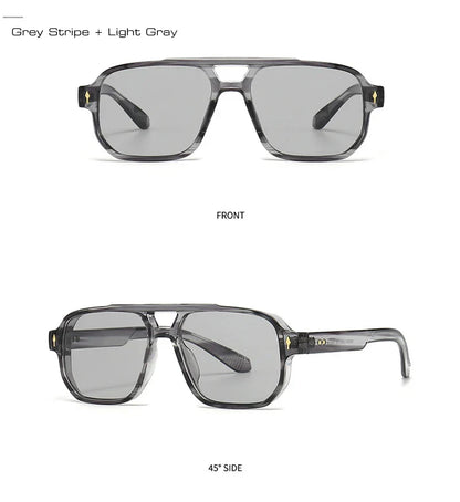 Double Bridges Square Sunglasses Women Gradient Shades UV400 Fashion Brand Designer Rivets Men Sun Glasses