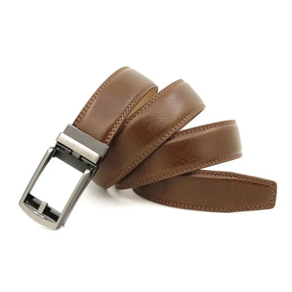 Men's Click Belt Automatic Buckle 110cm 120cm 130cm Comfort Leather Ratchet Dress with Slide Buckle Adjustable Trim