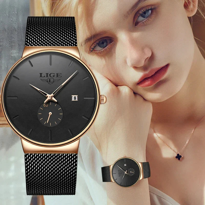 Ultra Thin Fashion Casual Ladies Watches Elegant Luxury Waterproof Business Quartz Watch for Women Gift Auto Calendar Clock