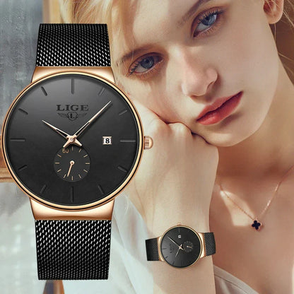 Ultra Thin Fashion Casual Ladies Watches Elegant Luxury Waterproof Business Quartz Watch for Women Gift Auto Calendar Clock