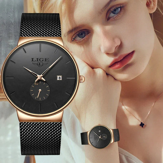 Ultra Thin Fashion Casual Ladies Watches Elegant Luxury Waterproof Business Quartz Watch for Women Gift Auto Calendar Clock