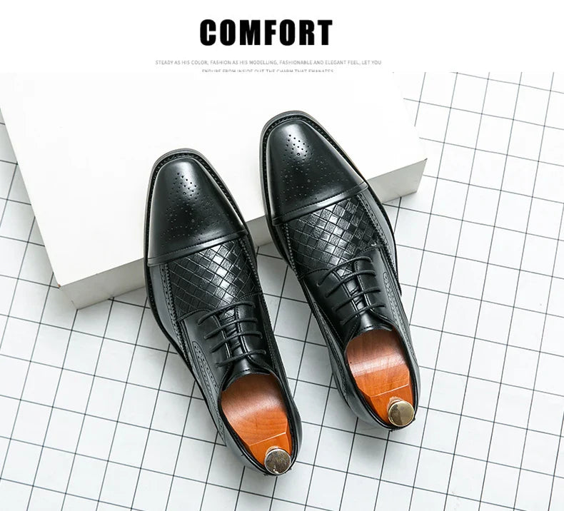 Fashion Brogue Shoes Dress Wedding Social Office Leather Shoes For Men Classic Casual Business Party Formal Leather Shoes Man