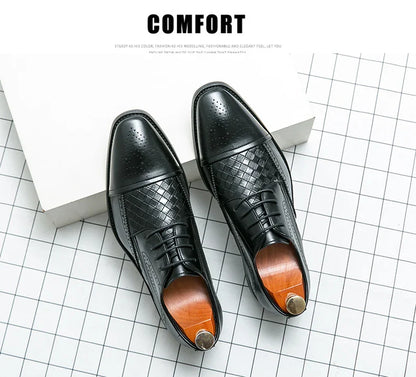 Fashion Brogue Shoes Dress Wedding Social Office Leather Shoes For Men Classic Casual Business Party Formal Leather Shoes Man