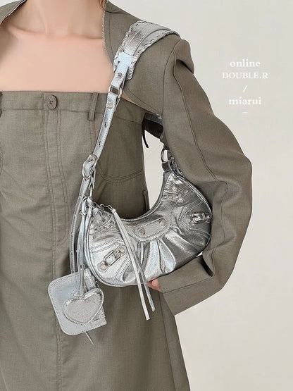 2026 Spring Hot Selling Maillard Style Retro Style Small Bag Spicy Girl Y2K Wasteland Style Vintage Leather Shoulder Armpit Bag