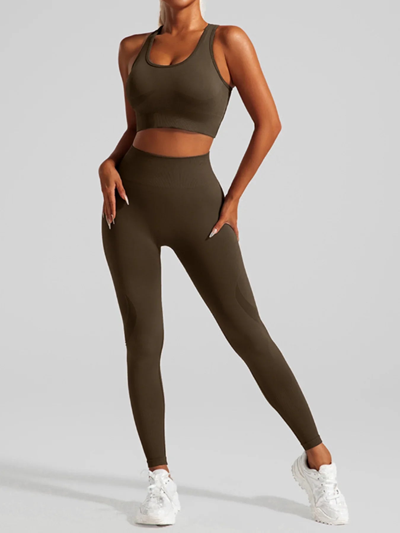 Women's Workout Set 2 Piece, High Impact Sports Bra and High Waist Leggings, Quick Dry Fitness Yoga Suit