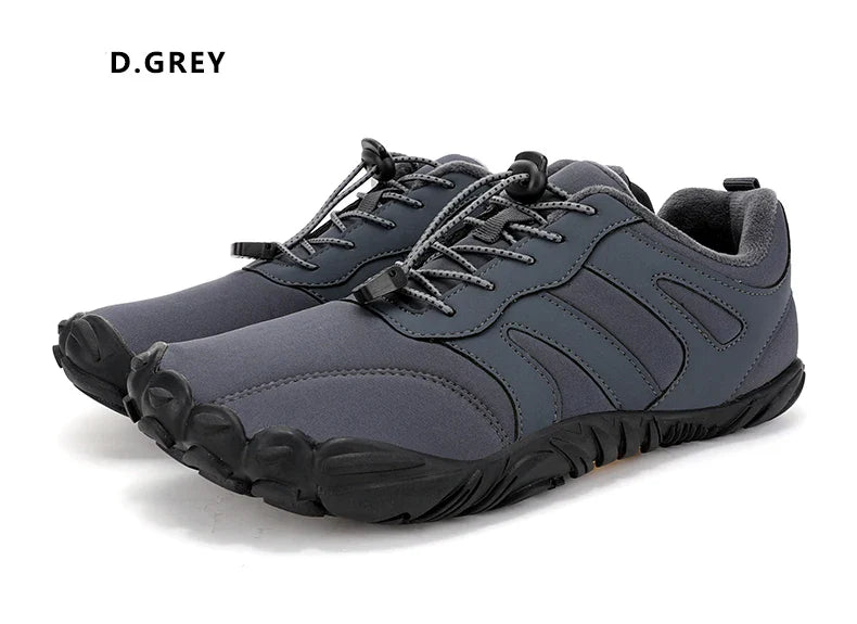 Men's Winter Warm Barefoot Shoes Waterproof Wide Toe Non-Slip Rubber Sole Plush Lined Hiking Shoes Outdoor Sneakers Running Shoe