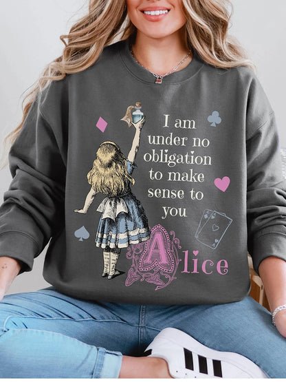 Alice in Wonderland Sweater Bookish Sweatshirt Alice in Wonderland Literary Comfort Fleece Sweatshirt Crewneck Y2K Streetwear